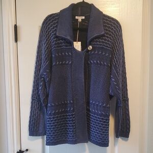 Johnny Was Deep Blue Textured Cardigan